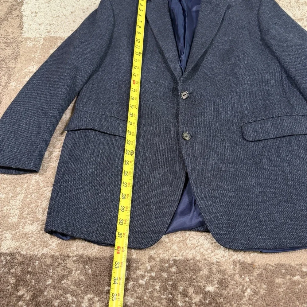 Lauren Ralph Lauren Blazer Mens 44L Blue Wool Tweed Jacket Sport Coat Business
